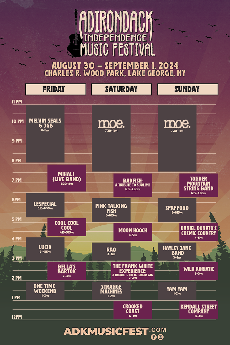 2024 Schedule Adirondack Independence Music Festival